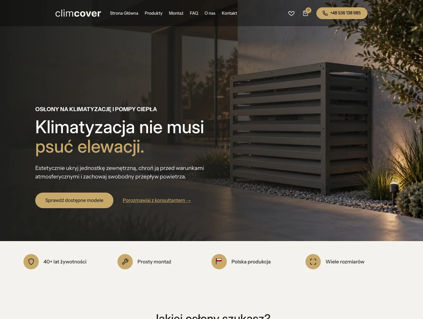 Strona główna ClimCover po redesignie