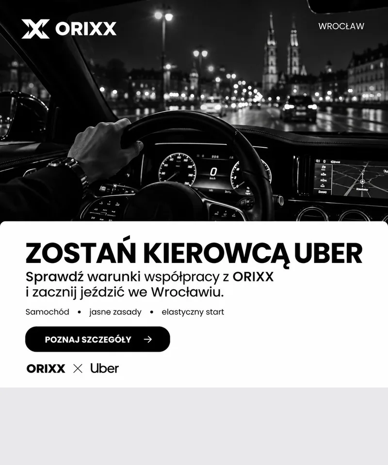 Kreacja Orixx Taxi dla Wrocławia: Zostań kierowcą Uber