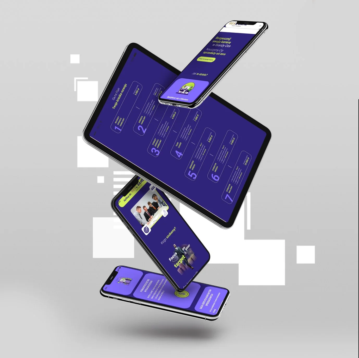 Projekt strony realgame.pl na tablecie i telefonach