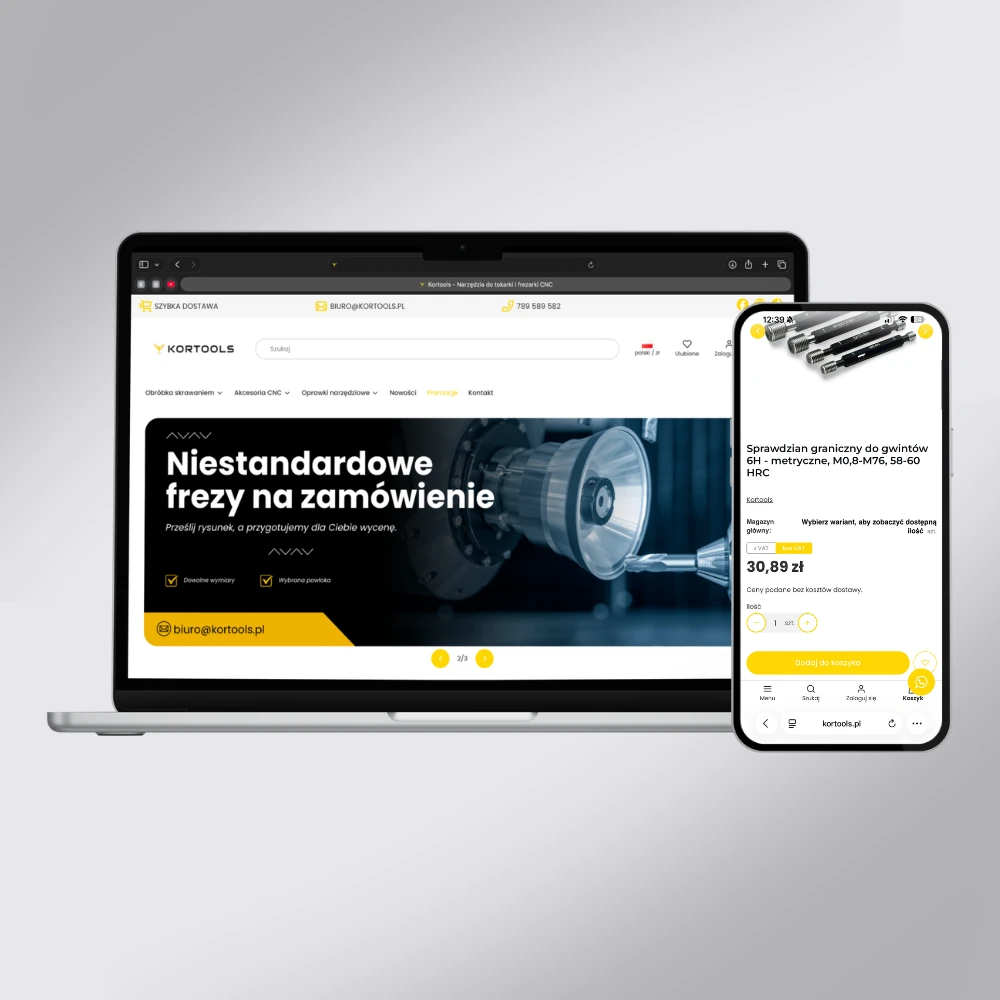 Sklep kortools.pl na laptopie i telefonie